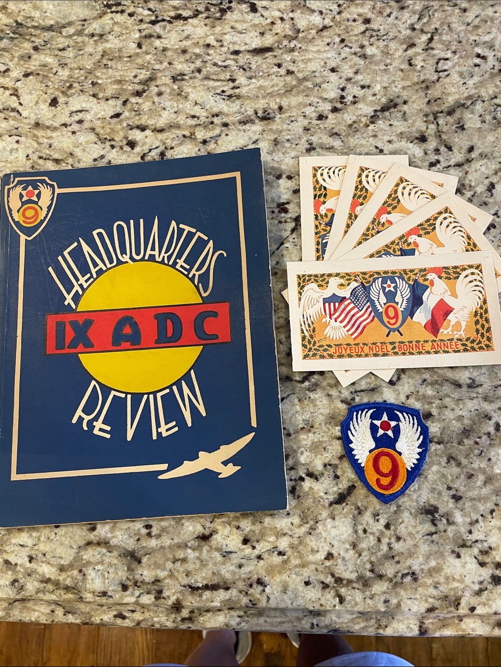 Vintage WW11 US Army Air Corps IX ADC Headquarters Book, Patvh & Post Cards